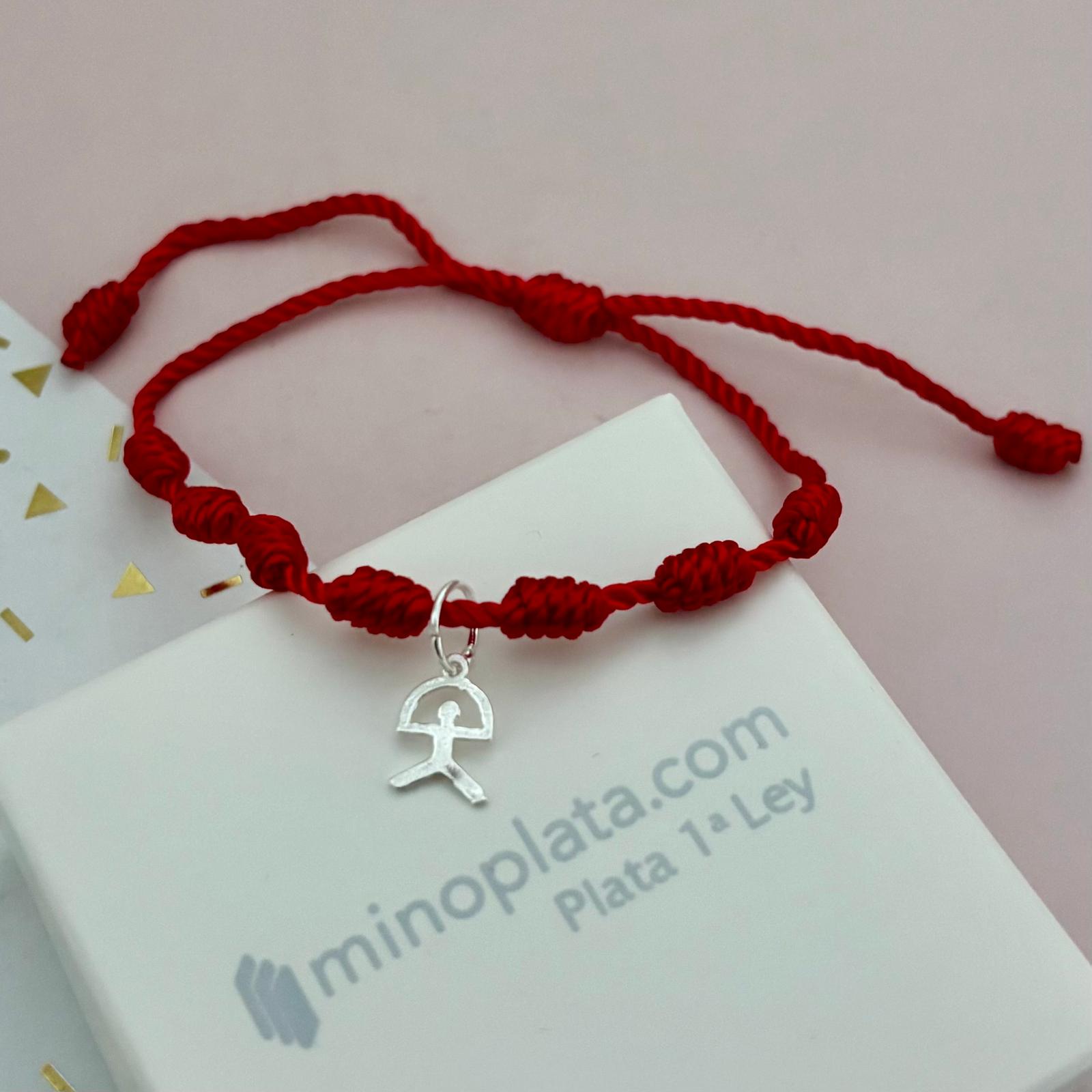 Pulsera roja unisex siete nudos ajustable con colgante Indalo de Plata de ley 9mm x 7mm 3