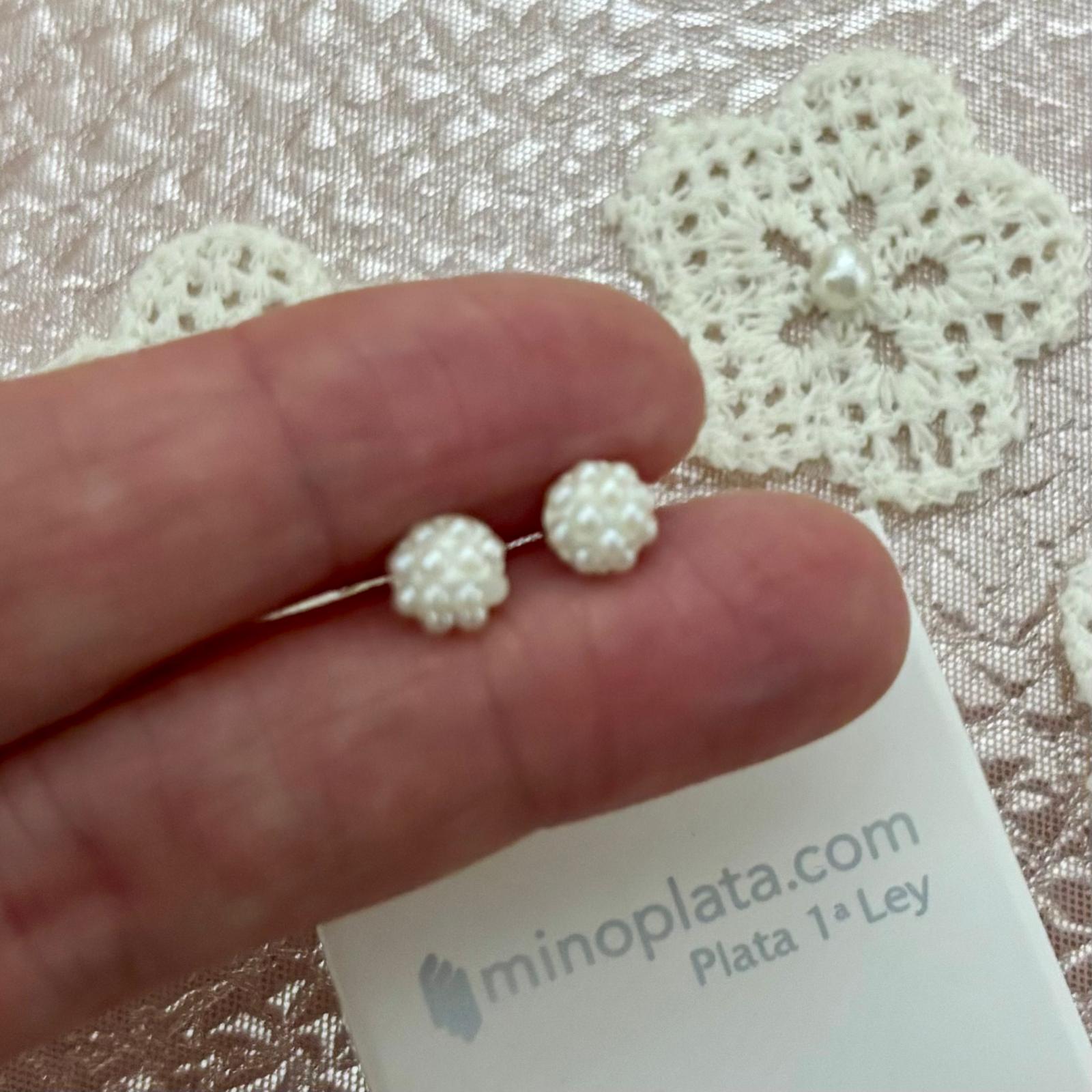 Pendientes microperlas 6mm de Plata de ley 925 3