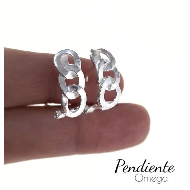 Pendientes eslabones de Plata de ley 925 con cierre omega