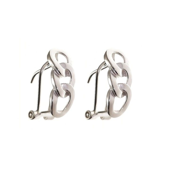 Pendientes eslabones de Plata de ley 925 con cierre omega