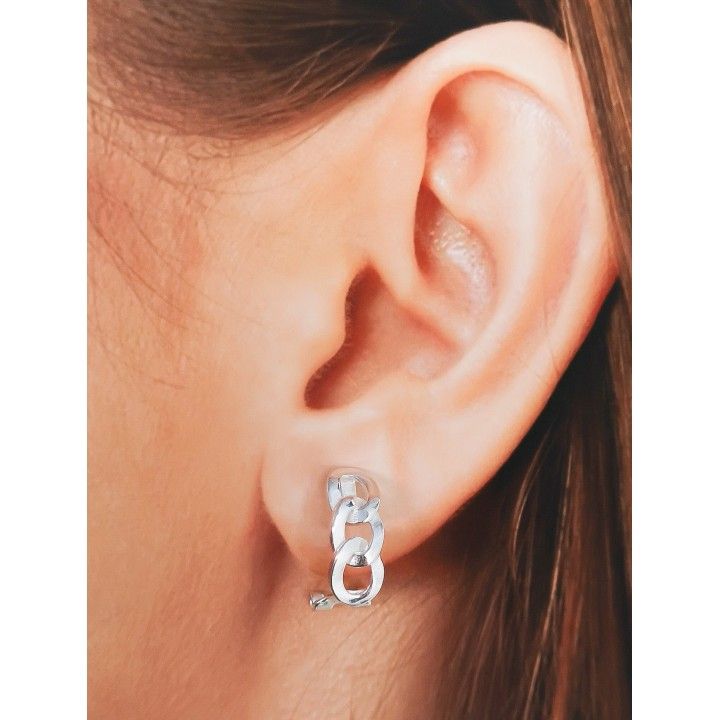 Pendientes eslabones de Plata de ley 925 con cierre omega 3