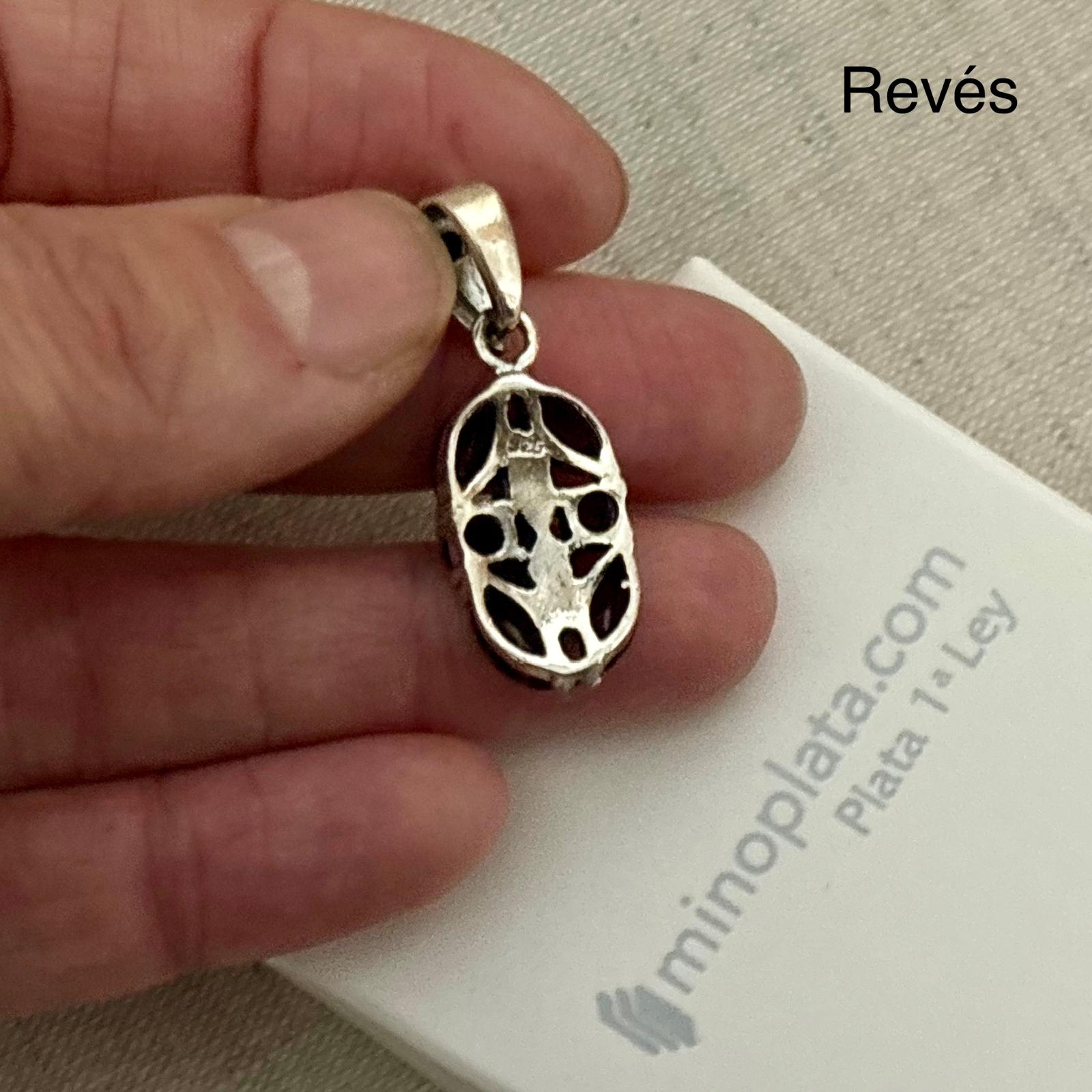 Colgante de Plata vieja con piedras naturales granates y marquesitas 3