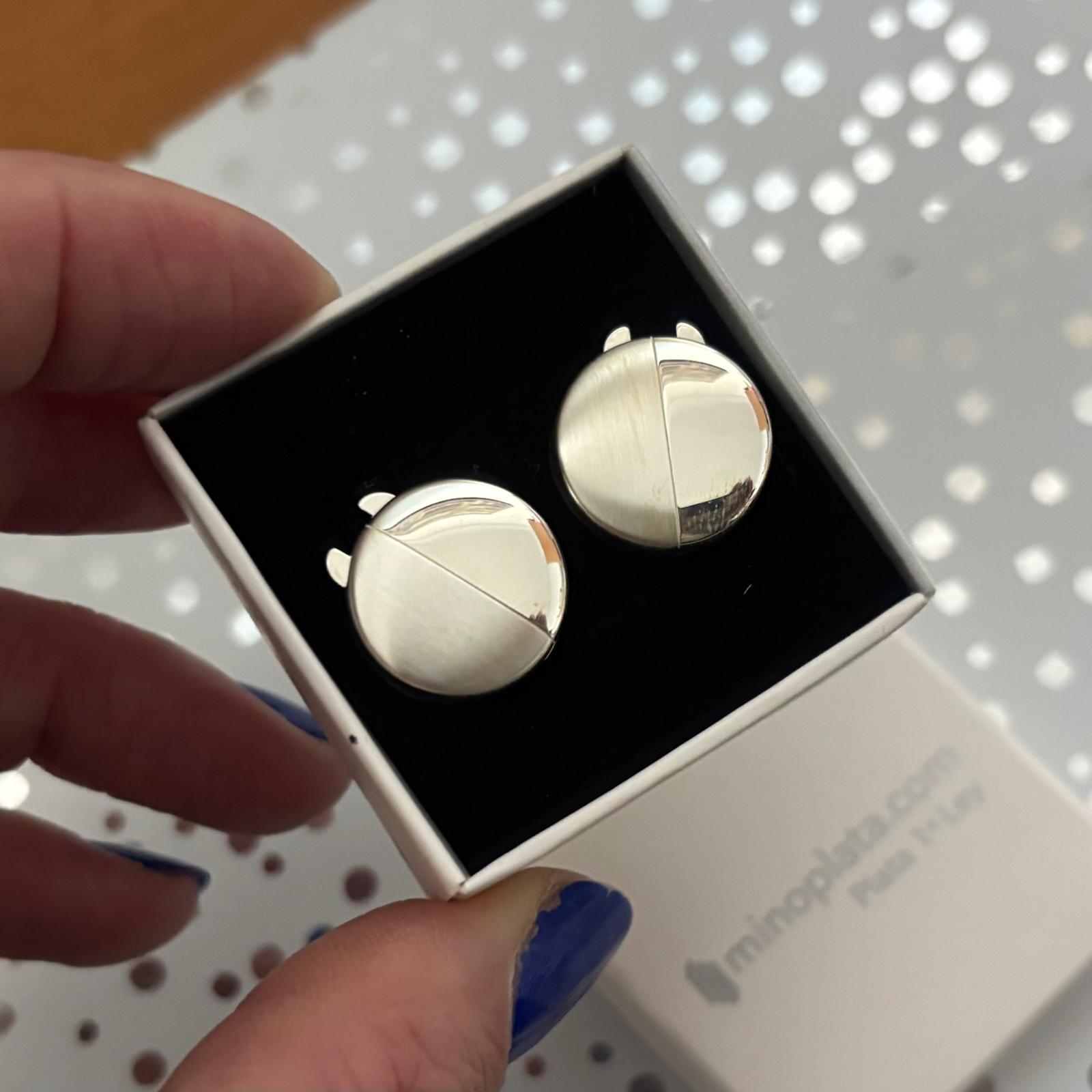 Cubre botones de Plata de ley 925 lisa y mate 4