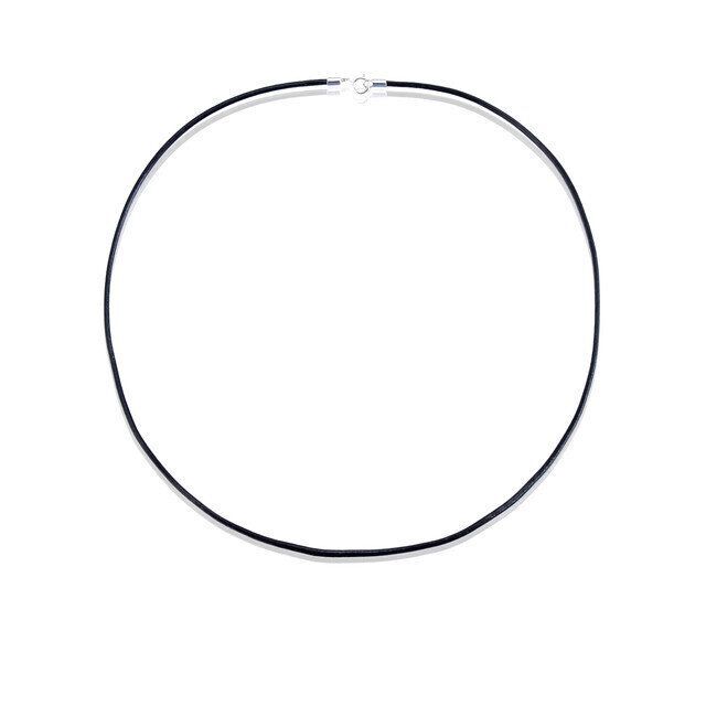 Gargantilla Caucho negro 45cm y 3mm grosor cierre de Plata