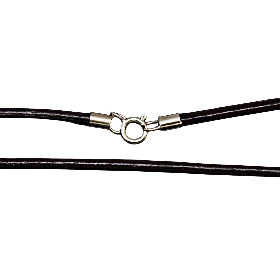 Gargantilla de Piel marrón oscuro 45cm 2mm unisex con cierre de Plata 1