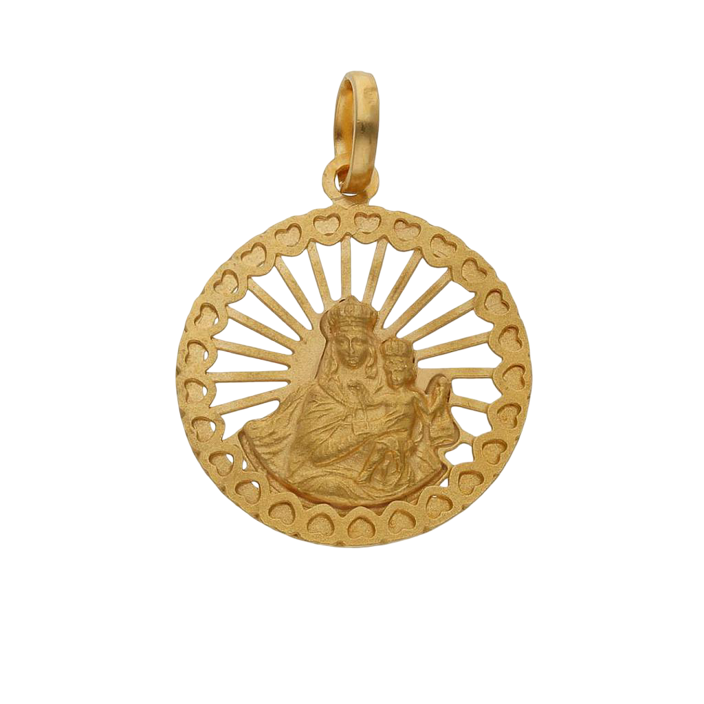 Medalla de la Virgen del Carmen de Plata chapada en Oro 20mm diámetro 1