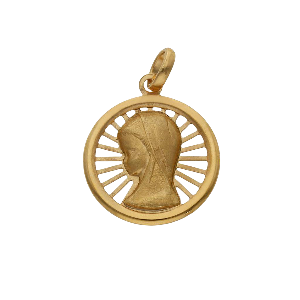 Medalla Virgen Niña 18mm de Plata de ley chapada en Oro