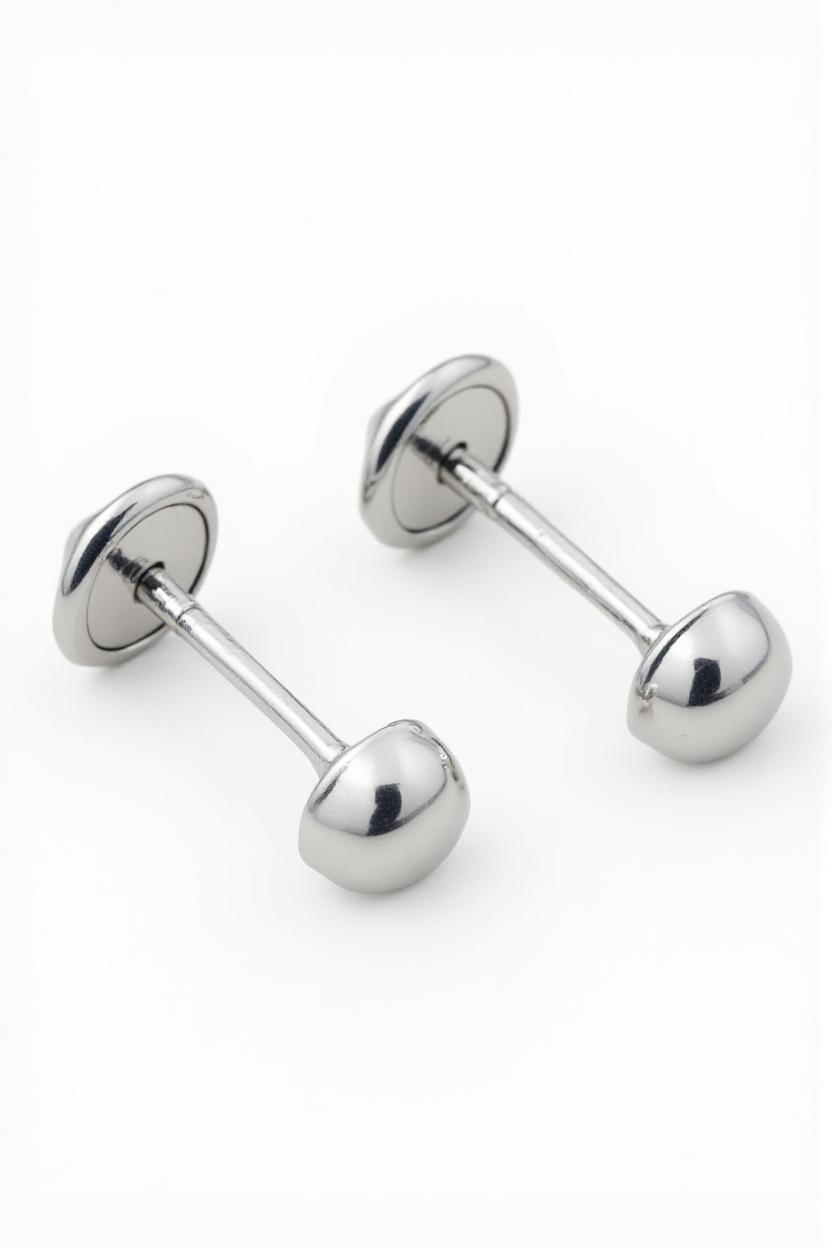 Pendientes media bola 4mm de Plata de ley 925