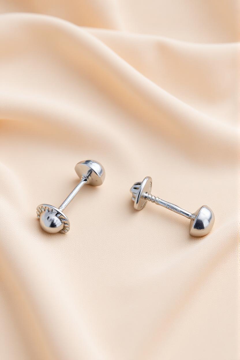 Pendientes media bola 4mm de Plata de ley 925 3