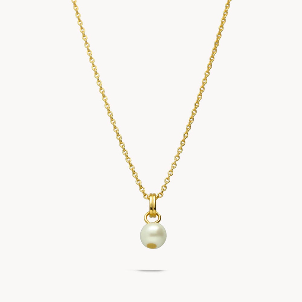 Gargantilla de Plata de ley bañada en Oro con Perla cultivada 6mm