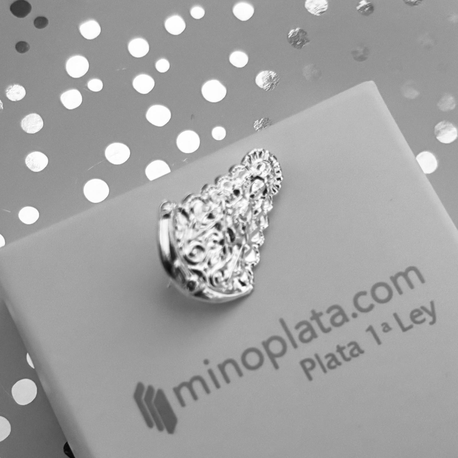 Broche Virgen del Rocío silueta de Plata de ley 925 24mm x 18mm 4