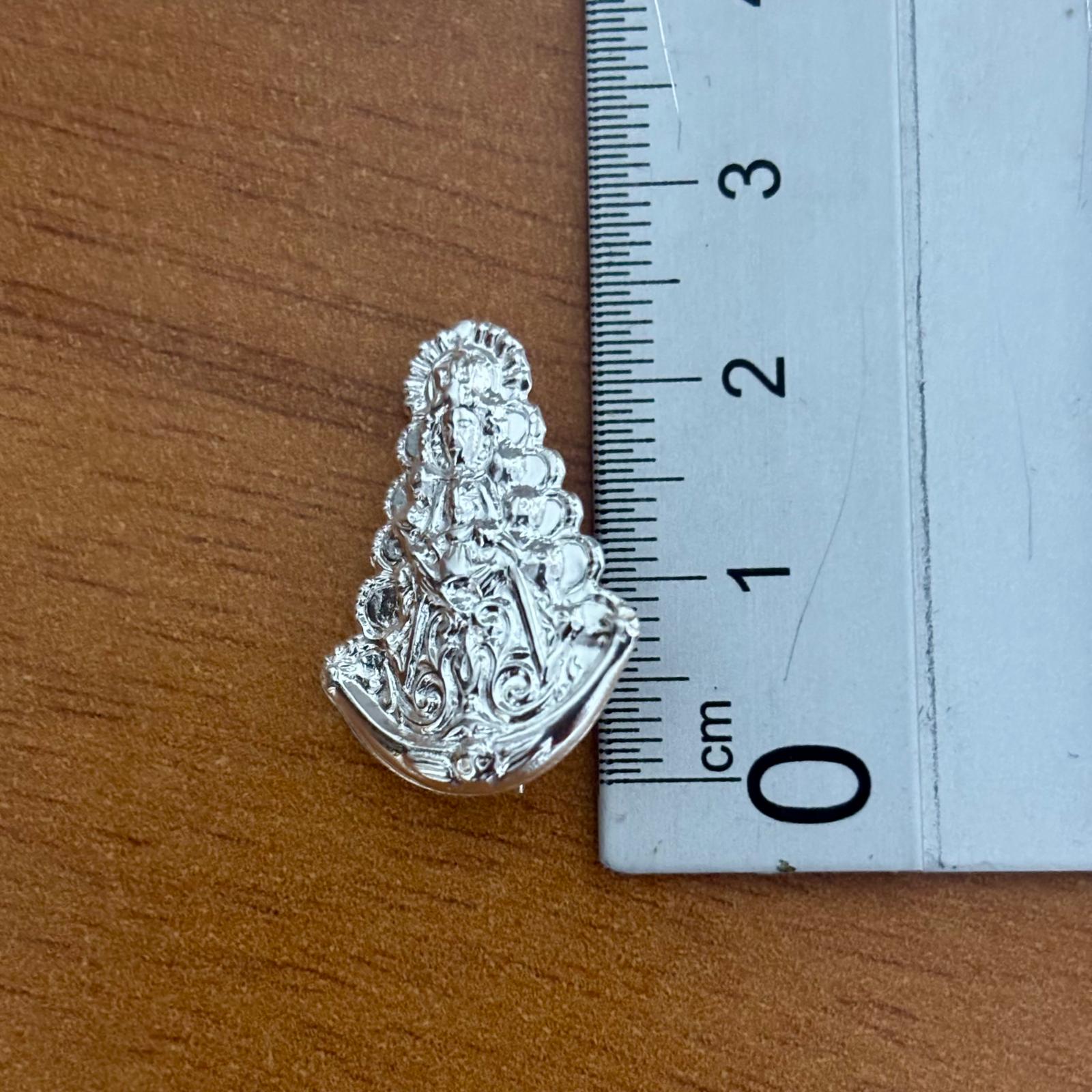 Broche Virgen del Rocío silueta de Plata de ley 925 24mm x 18mm