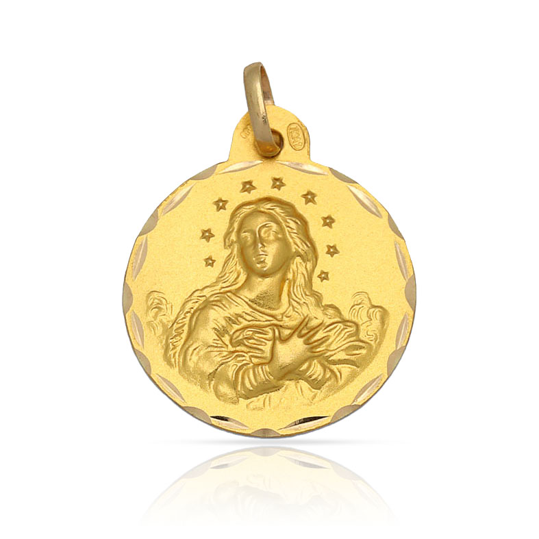 Medalla de la Purísima Concepción 17mm de Plata de ley bañada en Oro