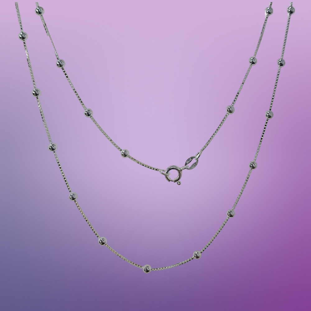 Cadena bolas combinada 50cm de Plata de ley 925 4