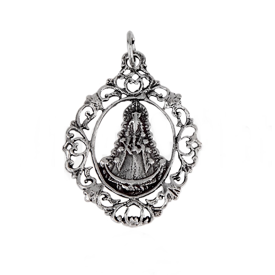 Medalla Virgen del Rocio de Plata de ley envejecida y calada 1