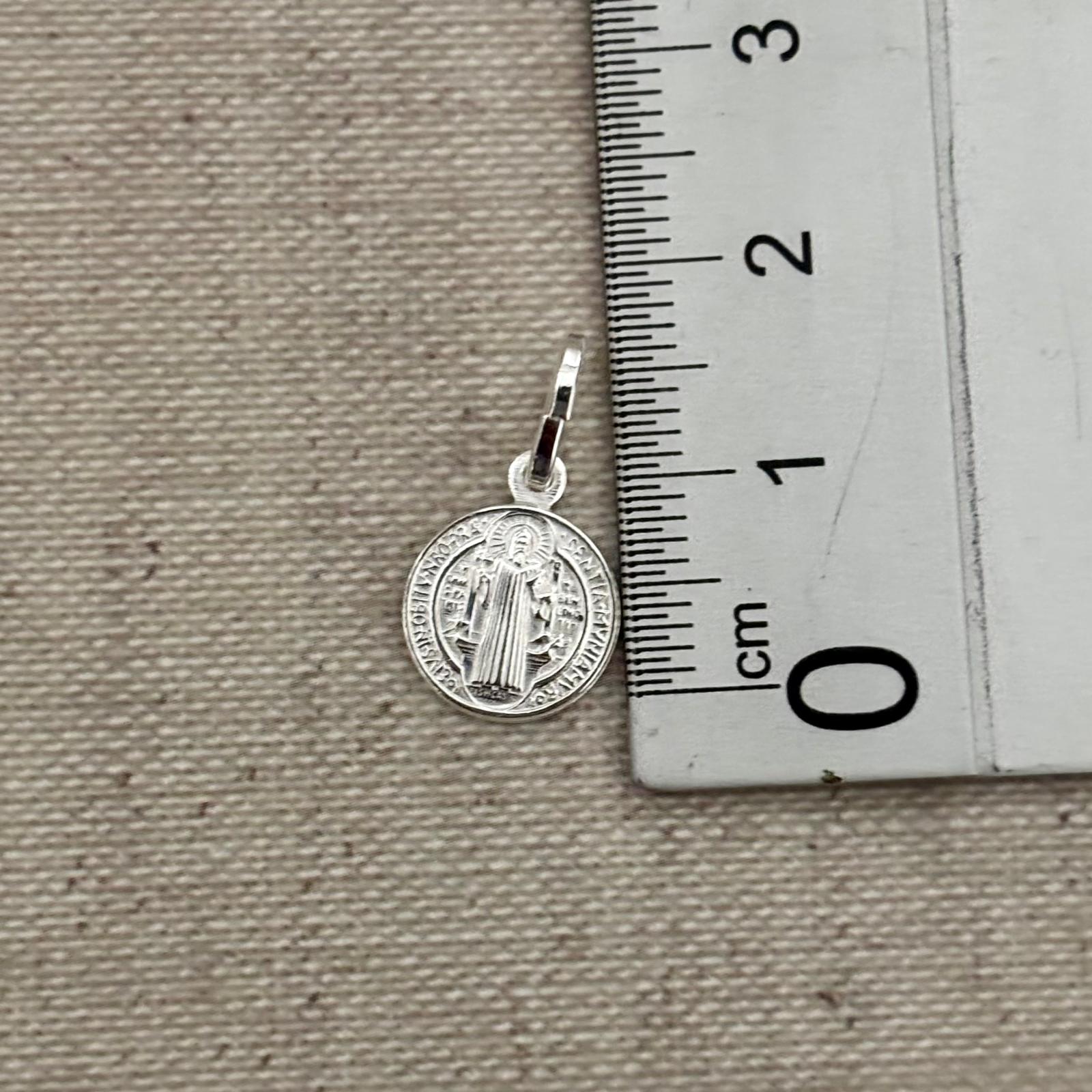 Medalla de San Benito 10mm de Plata de ley 925 a dos caras 4