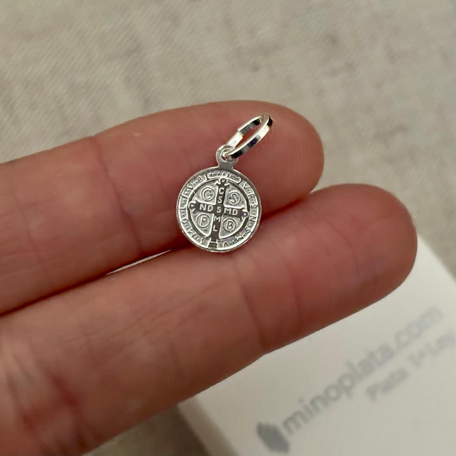 Medalla de San Benito 10mm de Plata de ley 925 a dos caras 3