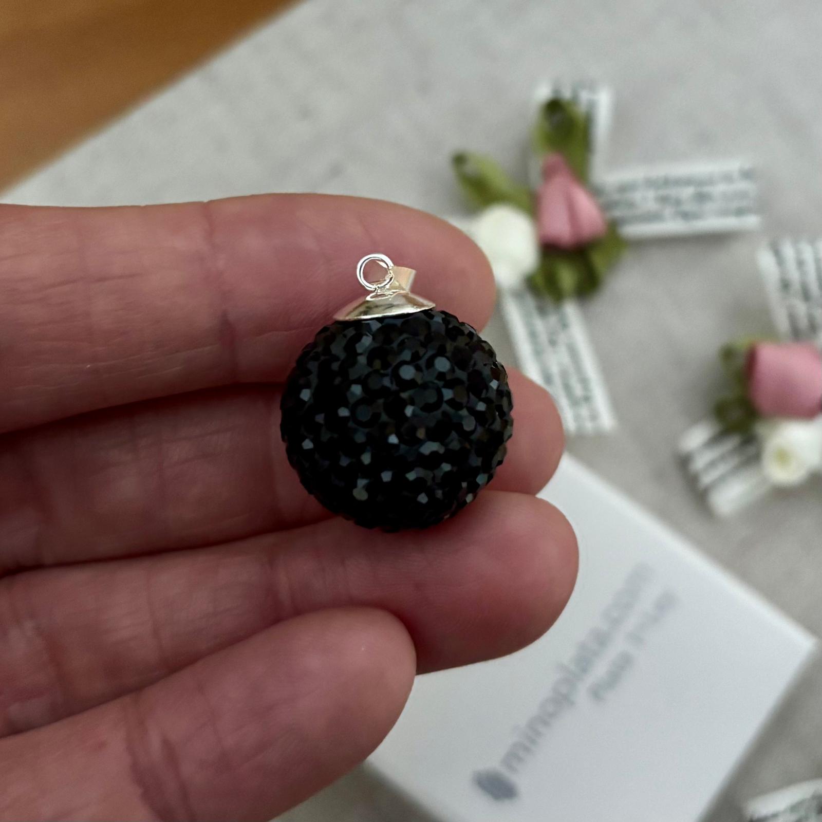 Llamador Angel de Plata y Cristal Negro 18 Mm.