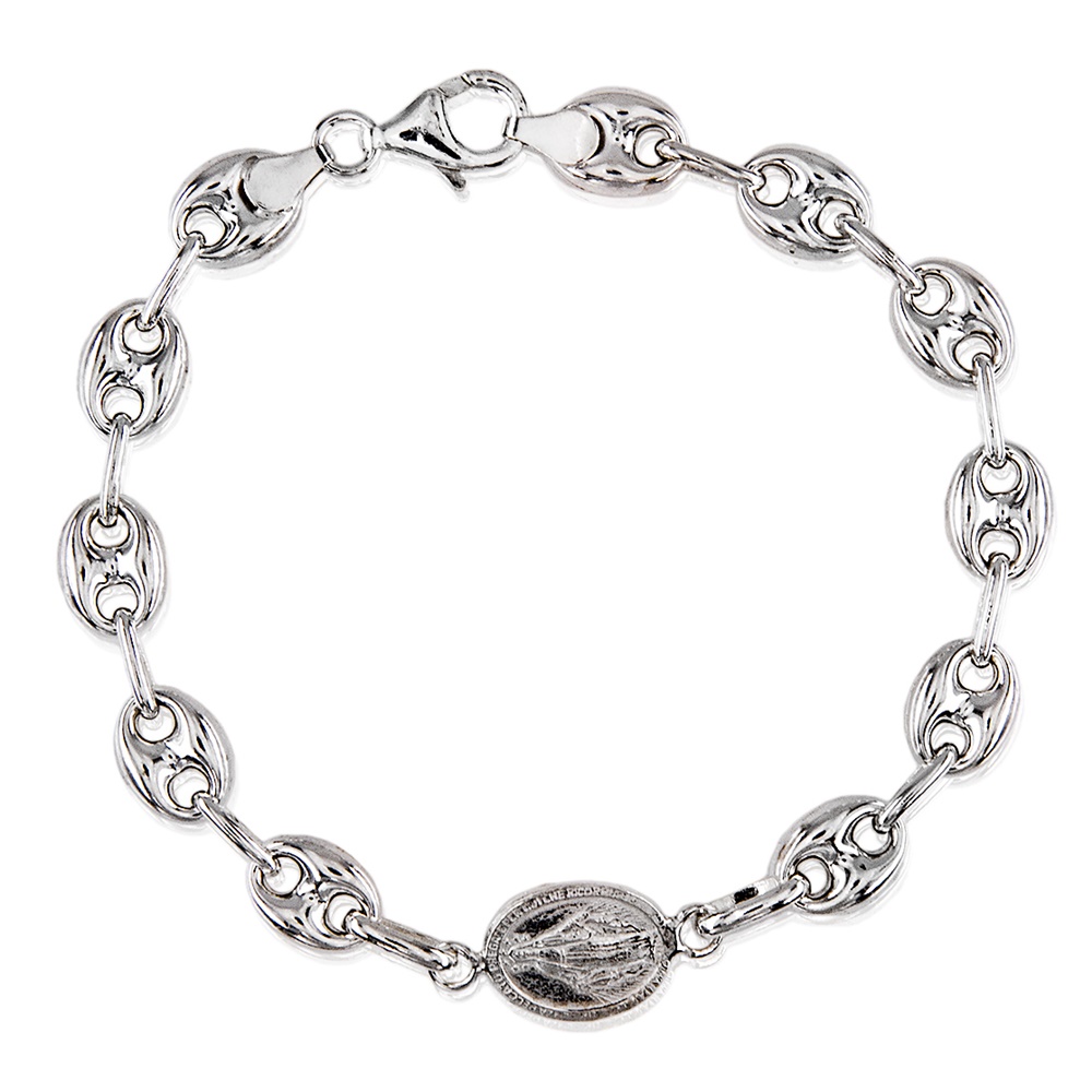 Pulsera calabrote Virgen Milagrosa de Plata de ley 925
