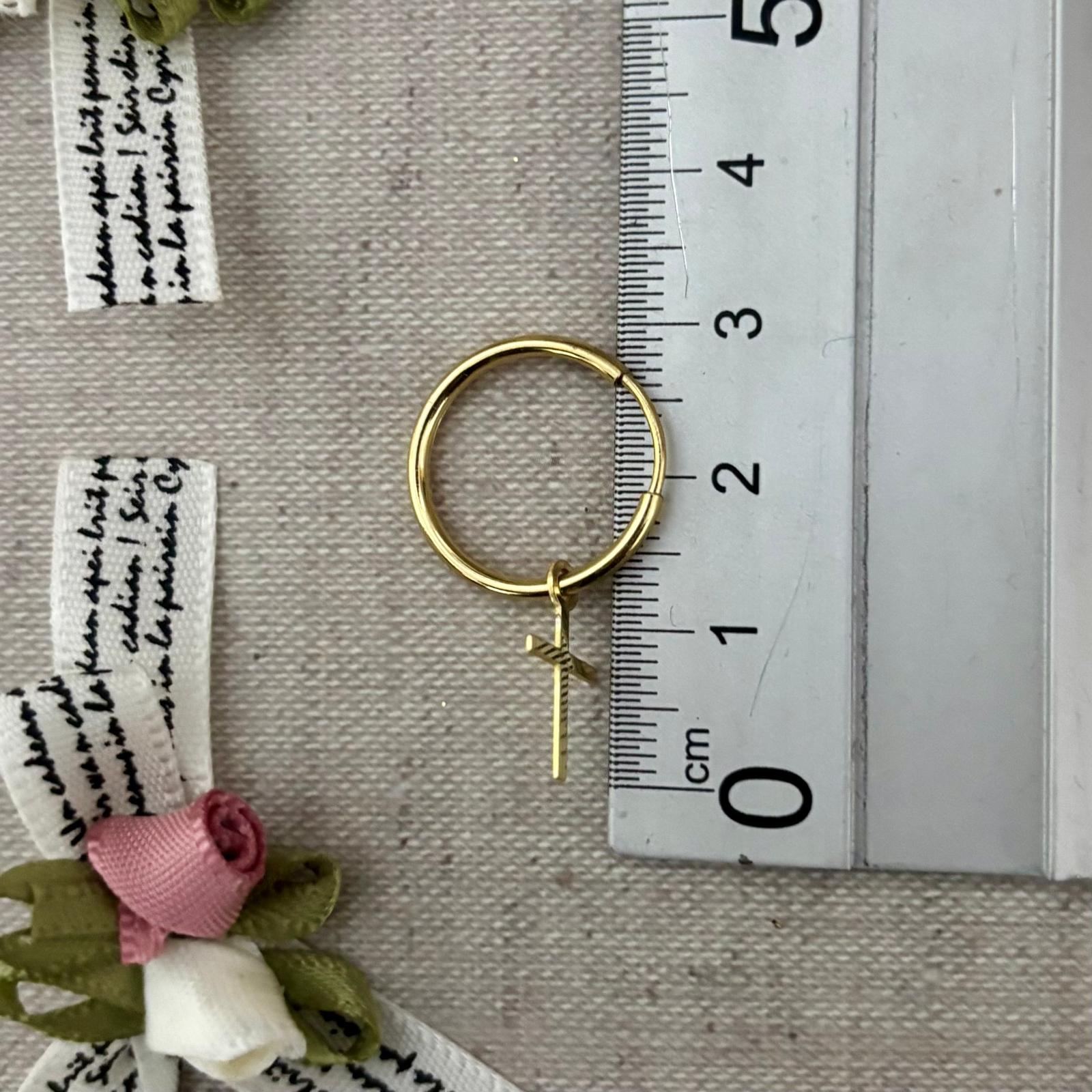 Pendientes aros con cruz colgante de Plata de ley chapada 15 Mm 3