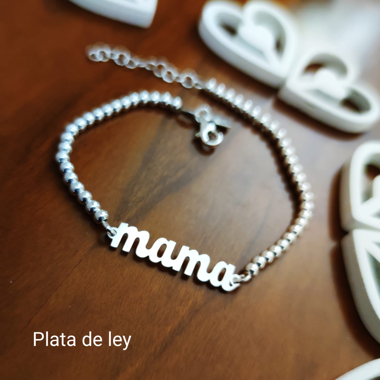 Pulsera bolas de Plata de ley chapada en Oro para mama