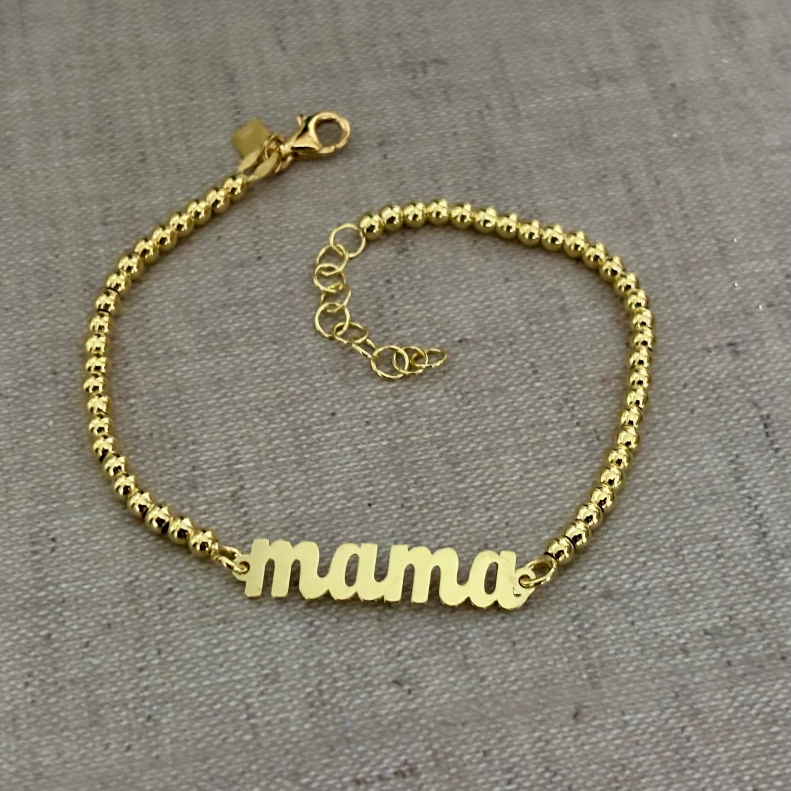 Pulsera bolas de Plata de ley chapada en Oro para mama 4