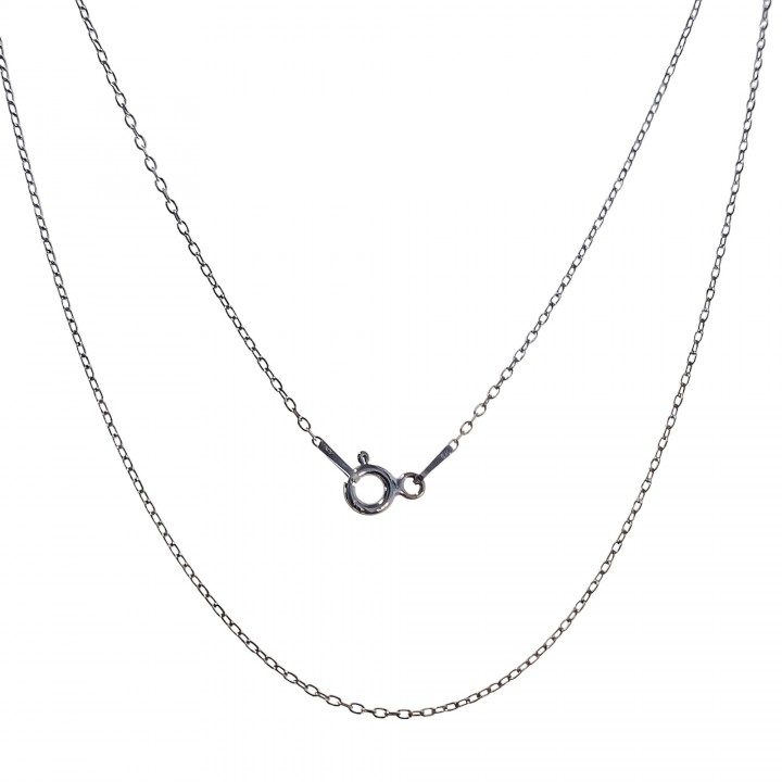 Cadena fina modelo forzada de Plata rodiada 45cm