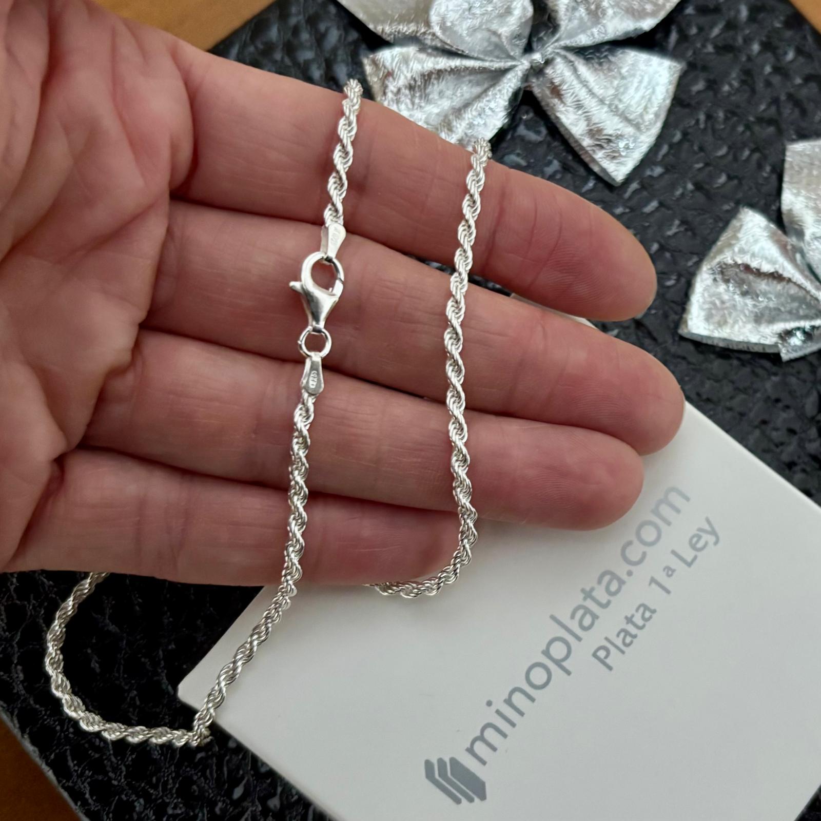 Cadena cordón salomónico de Plata de ley 925 45cm y 2mm grosor