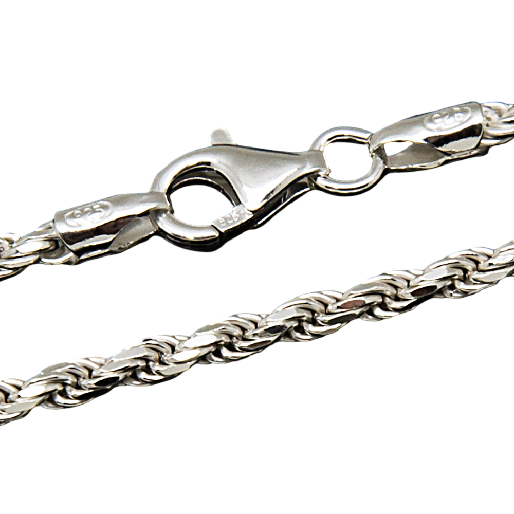 Cadena cordón salomónico de Plata de ley 925 45cm y 2mm grosor