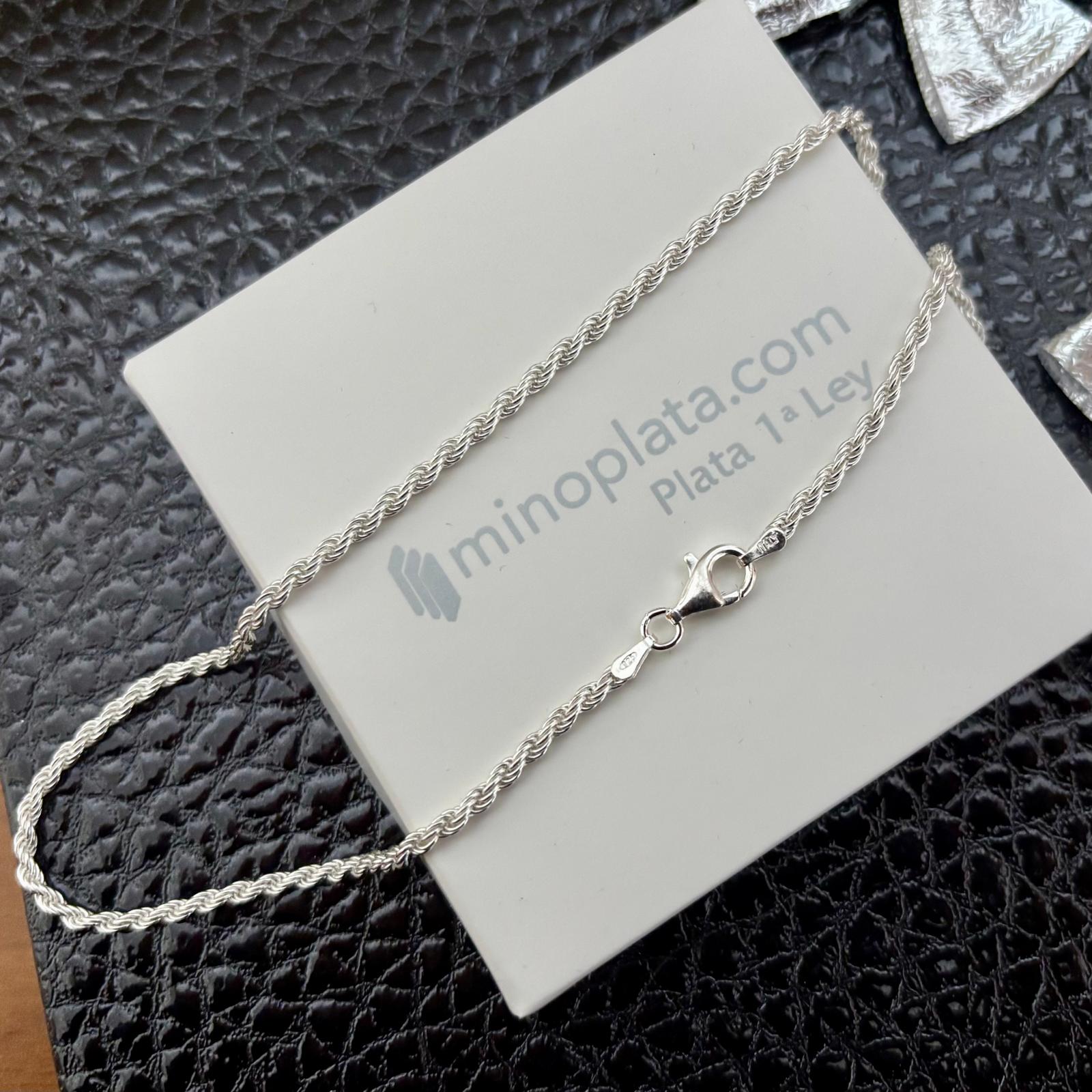 Cadena cordón salomónico de Plata de ley 925 45cm y 2mm grosor 3