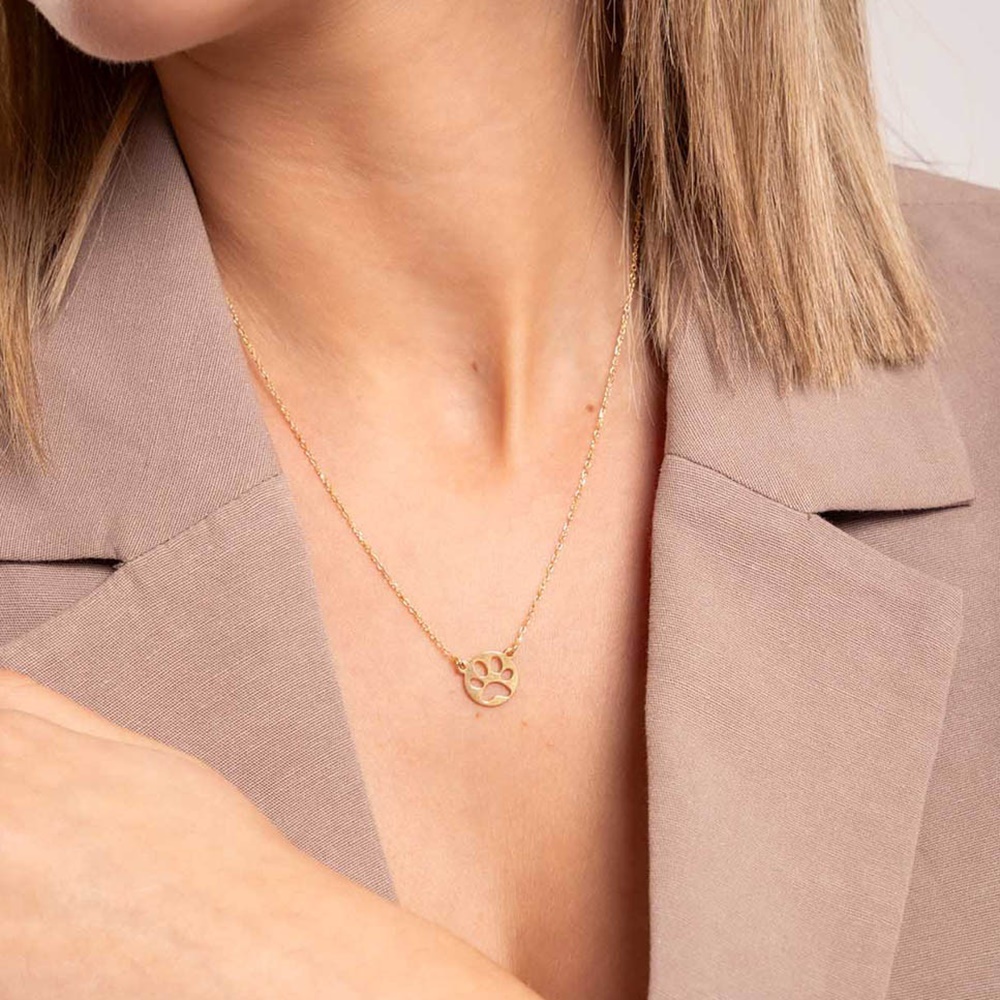 Gargantilla huella calada de Plata de ley 925 bañada en Oro