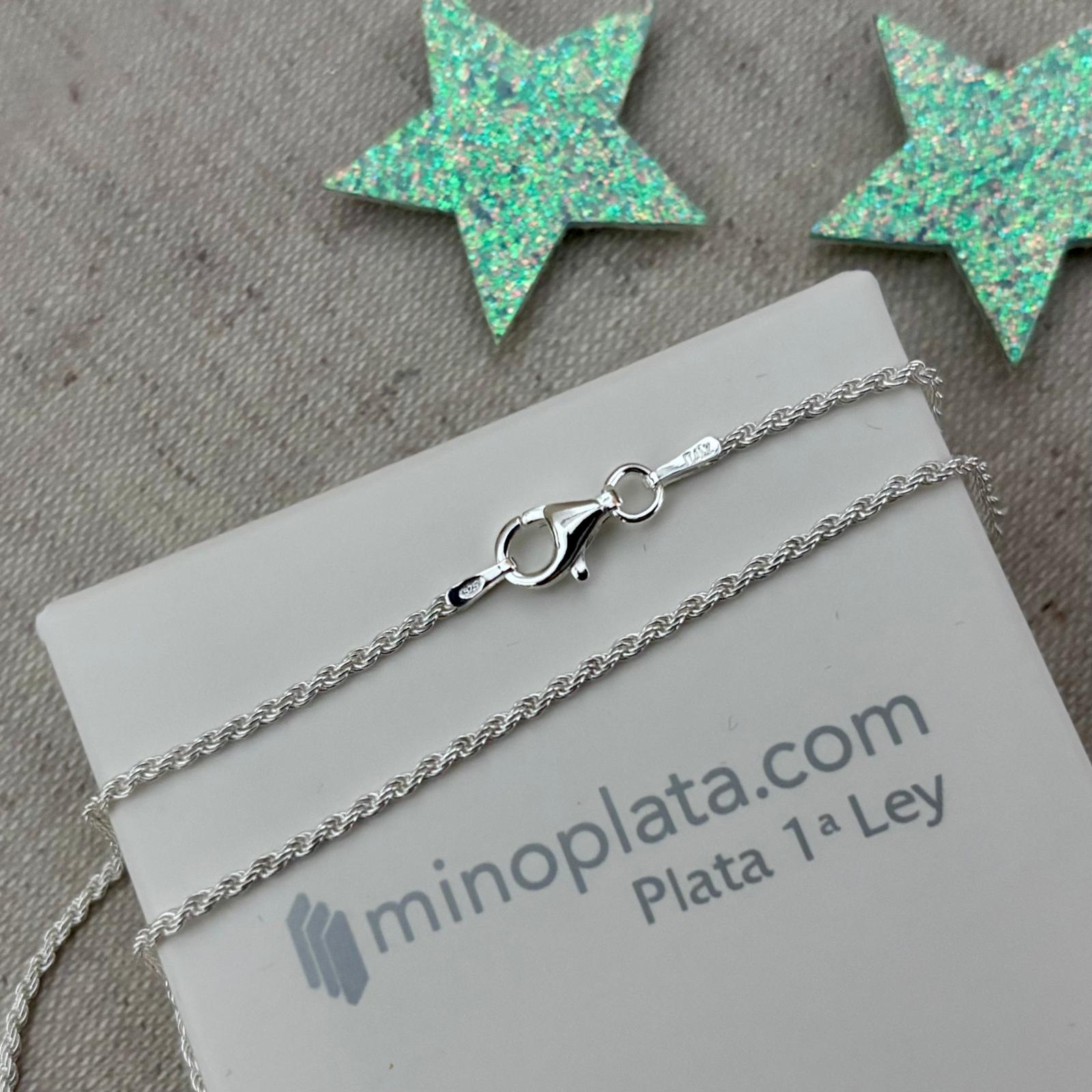 Cadena cordón fino salomónico unisex 1mm de Plata de ley 925 60cm