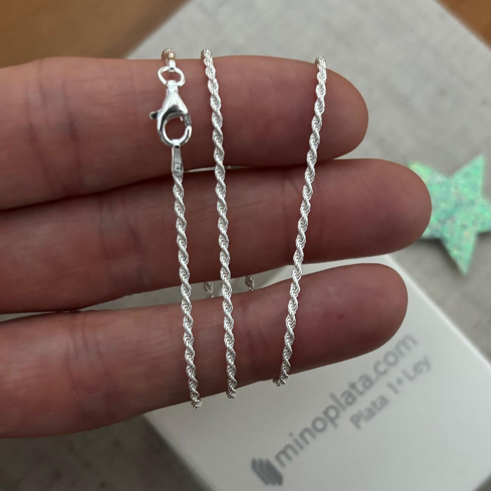 Cadena cordón salomónico 1mm de Plata de ley 925 45cm