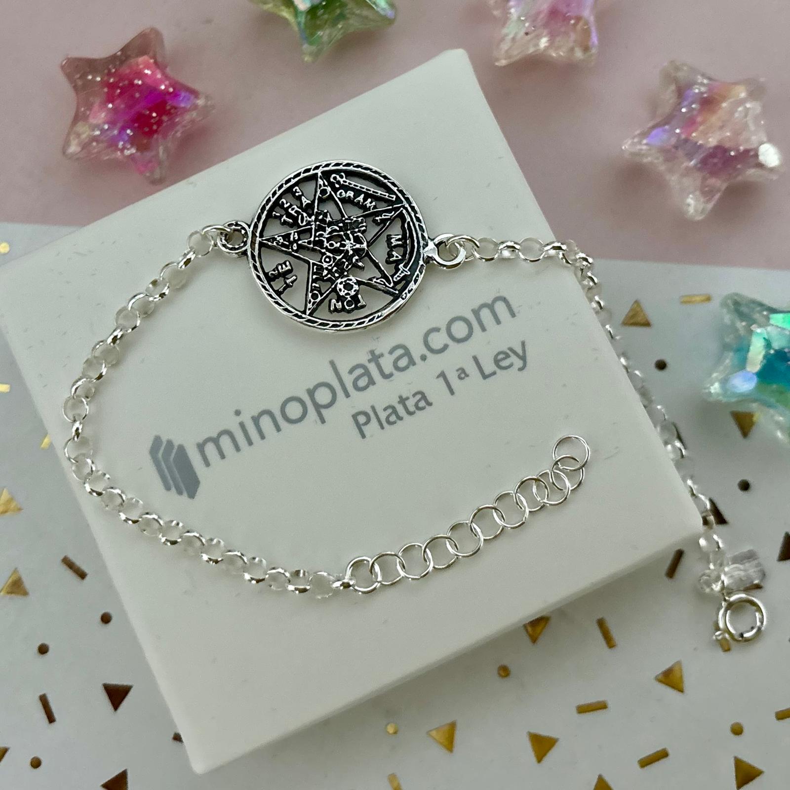 Pulsera amuleto Tetragramaton de Plata de ley 925 4