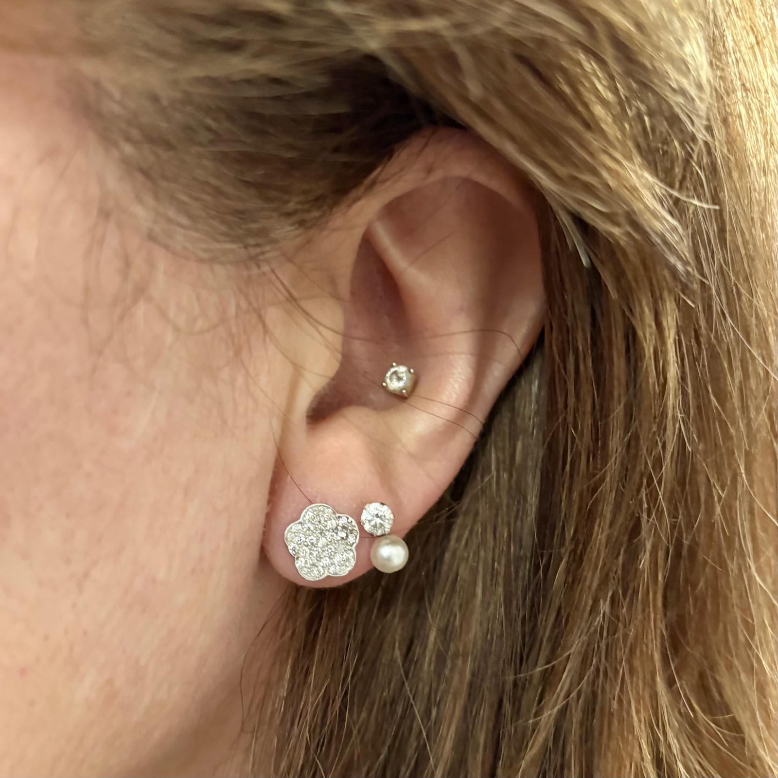 Pendientes flor de Plata de ley rodiada con Circonitas microengastadas 10mm 5