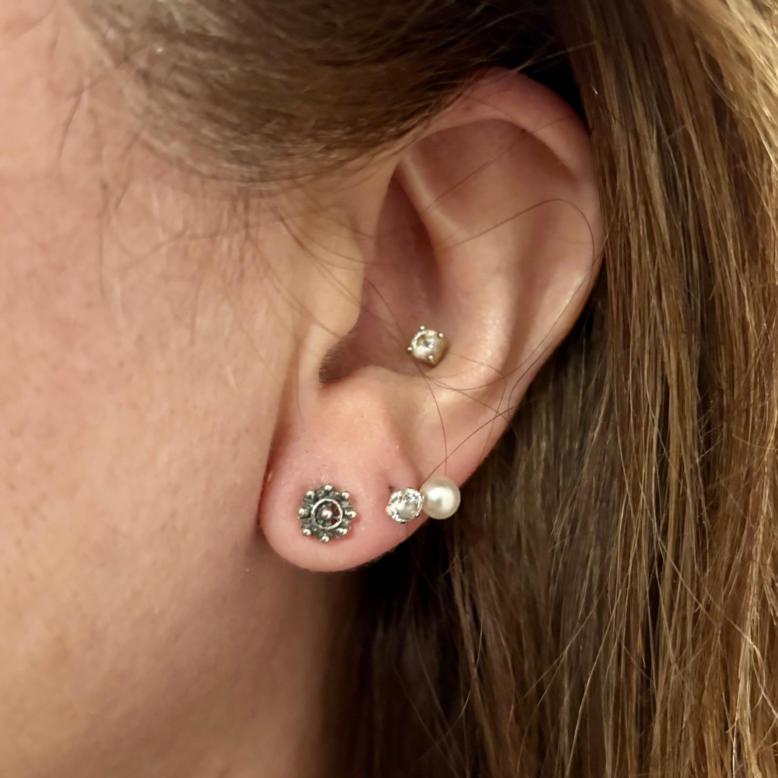 Pendientes charro 6mm de Plata de ley envejecida 4