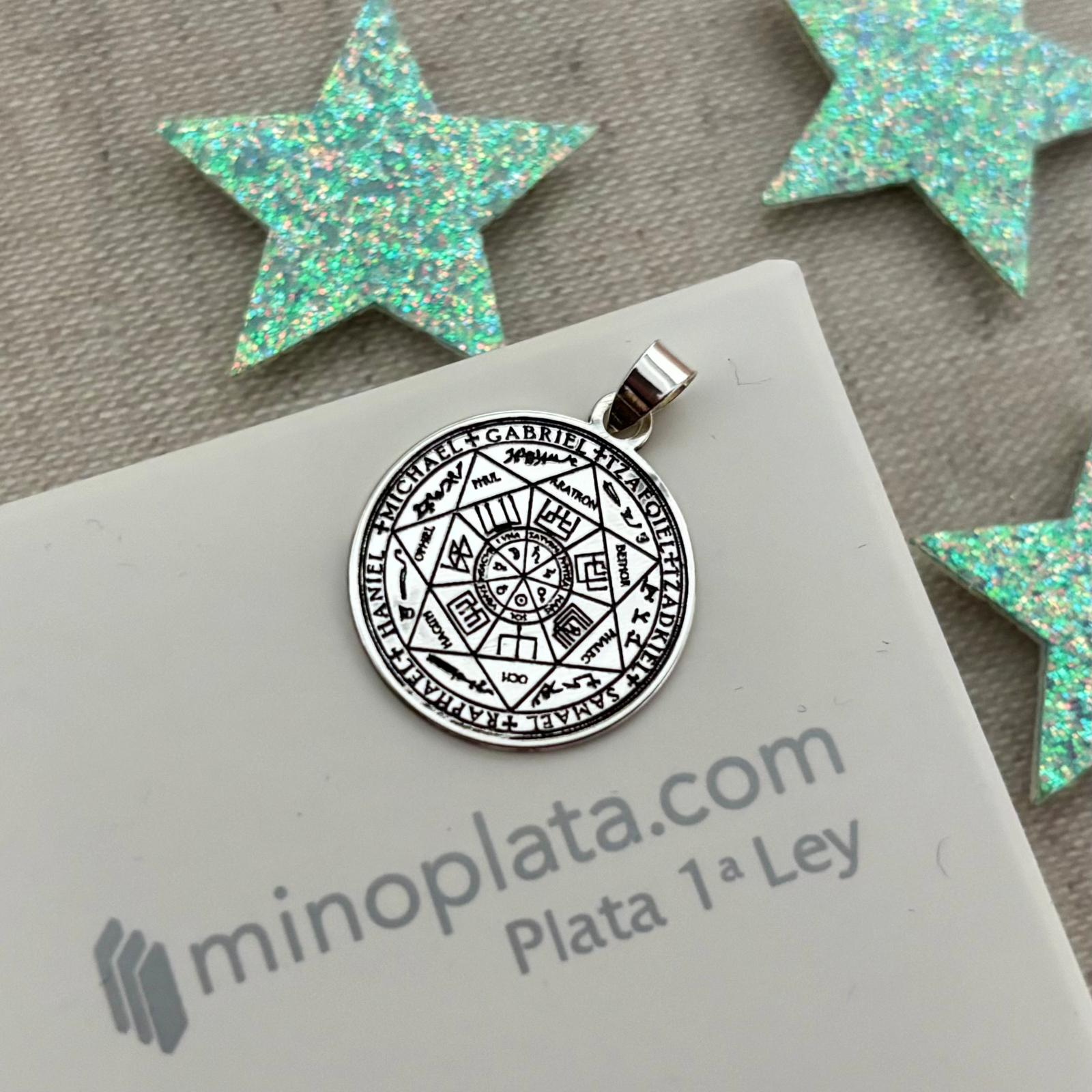 Colgante salomónico Arcángeles 20mm de Plata de ley envejecido 4