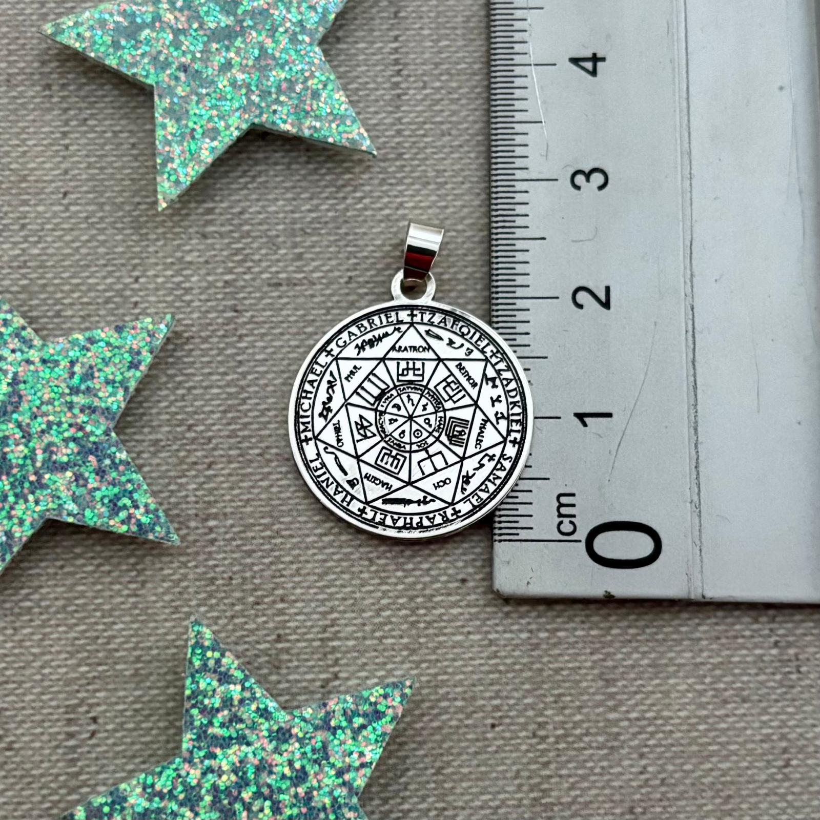 Colgante salomónico Arcángeles 20mm de Plata de ley envejecido 3