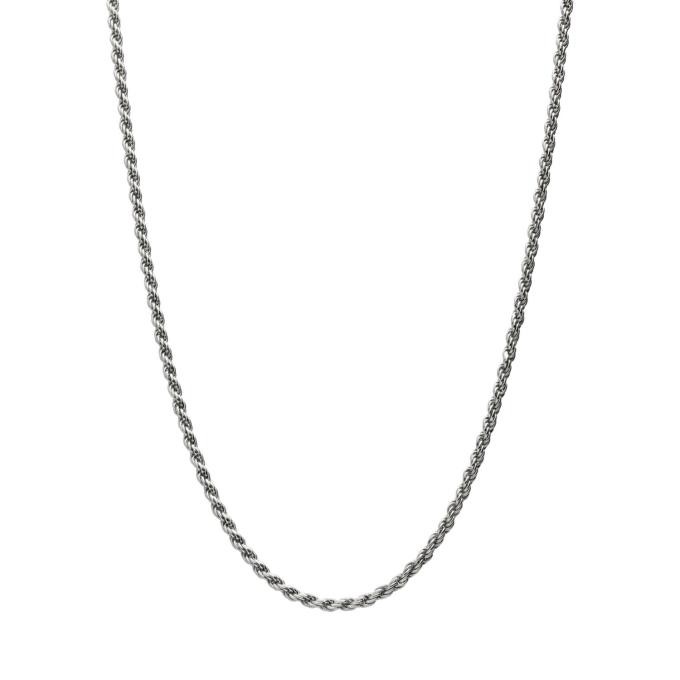 Cadena cordón salomónico fino 1,5mm y 45cm de Plata de ley rodiada