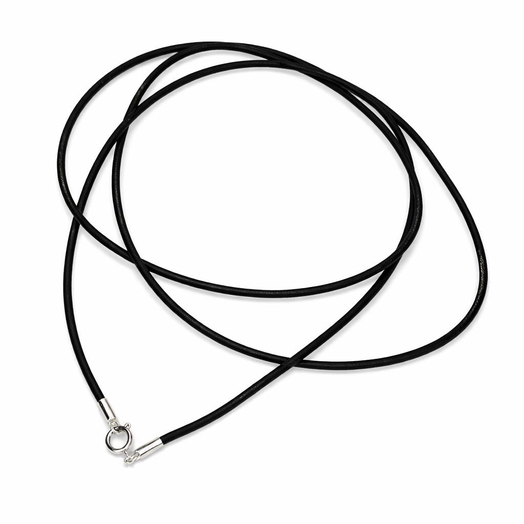 Cordón seda negra con cierre de Plata de ley 925 70cm y 2,5mm grosor