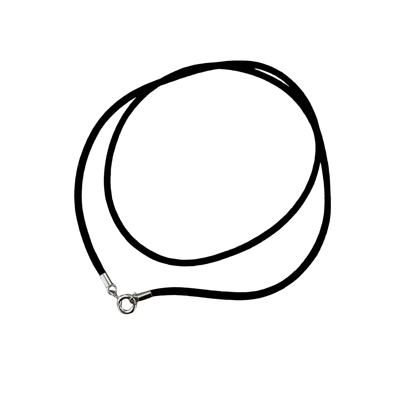 Gargantilla de Seda negra con cierre de Plata de ley 925 50cm y 2,5mm