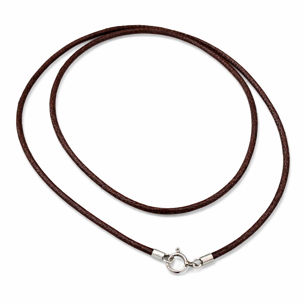 Gargantilla seda marrón con cierre de Plata de ley 925 50cm y 2,5mm grosor