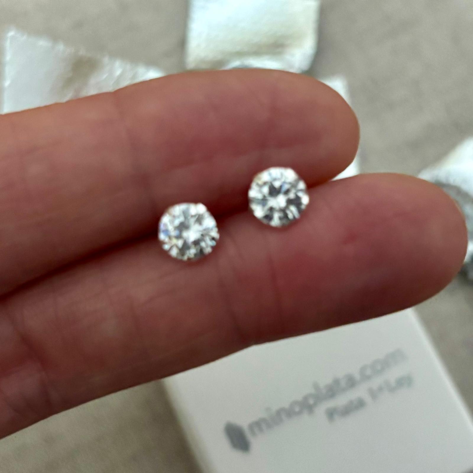 Pendientes Plata circonita 6 mm. 4