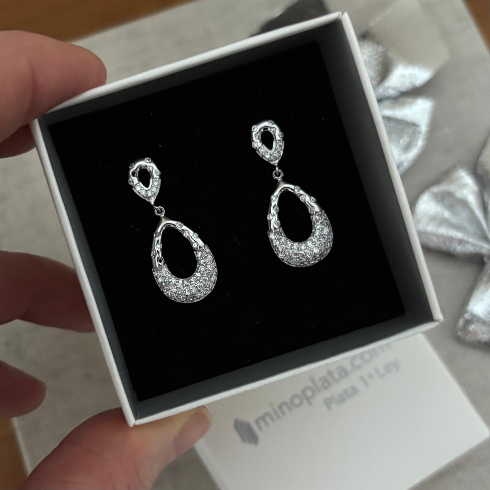 Pendientes de novia lágrimas en Plata de ley rodiada con Circonitas micro 3