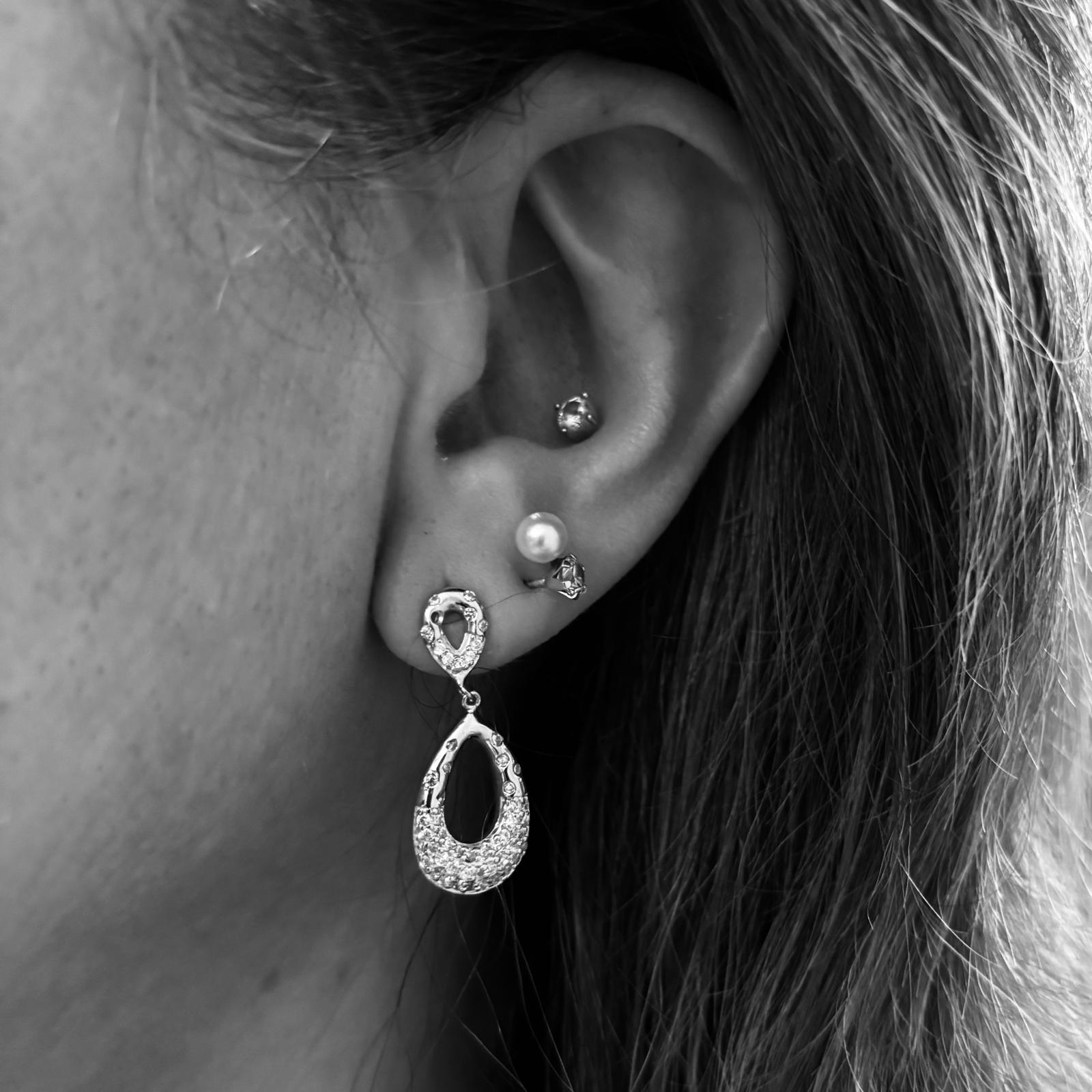 Pendientes de novia lágrimas en Plata de ley rodiada con Circonitas micro 4