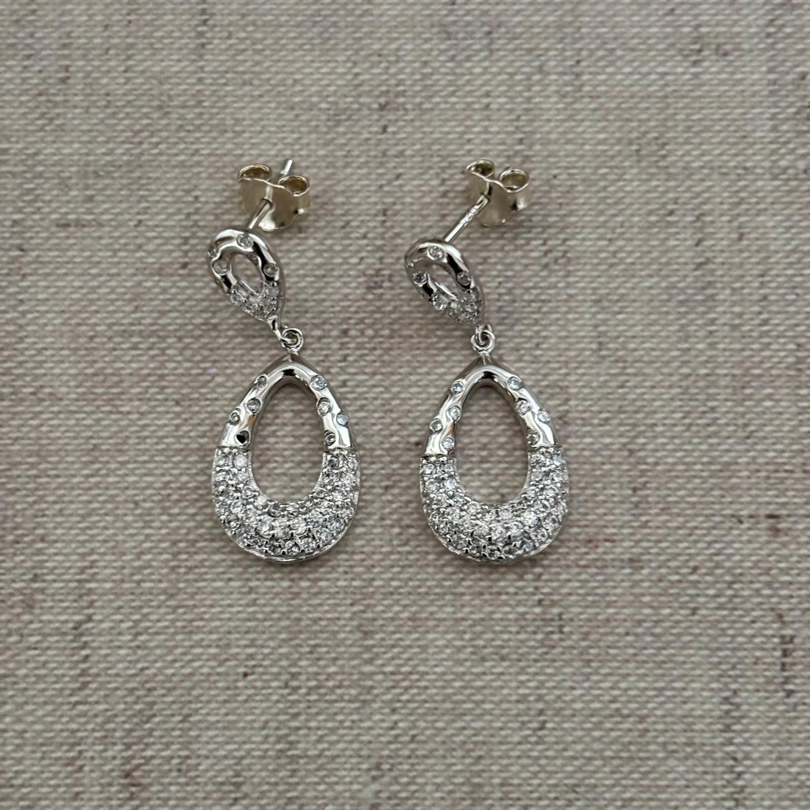 Pendientes de novia lágrimas en Plata de ley rodiada con Circonitas micro 5