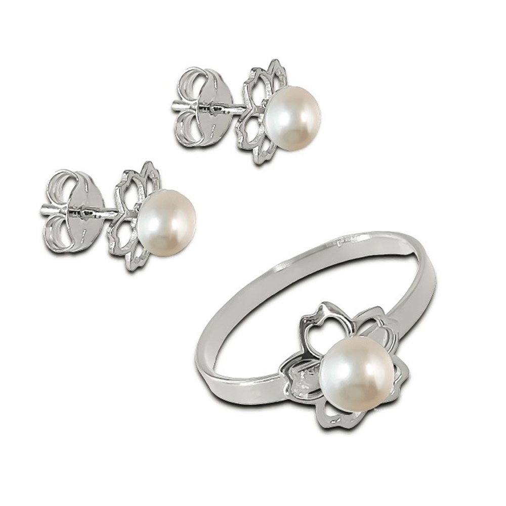 Aderezo de Plata de ley con Perlas cultivadas para niña Primera Comunión