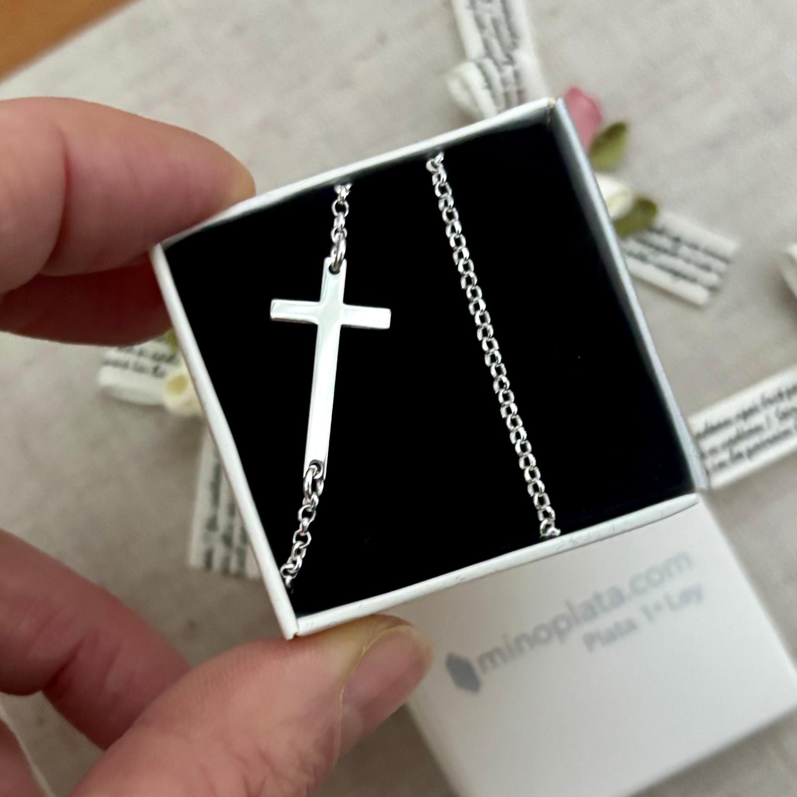 Gargantilla cruz tumbada de Plata 4