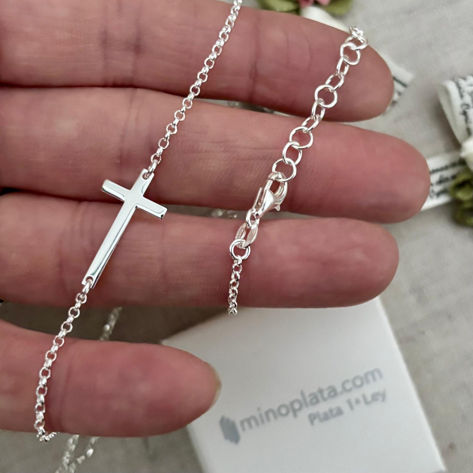 Gargantilla cruz tumbada de Plata 3