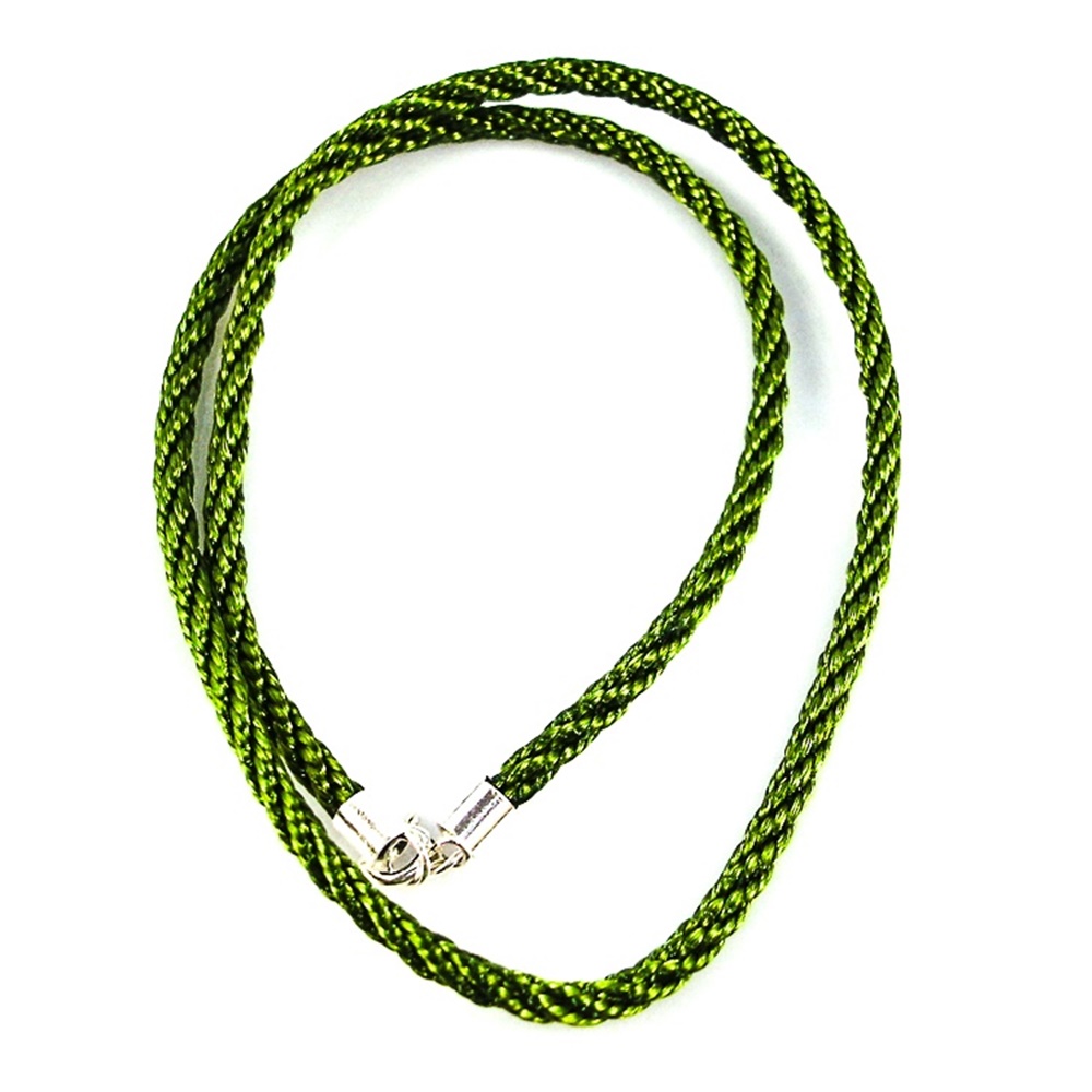 Gargantilla de seda verde reliada 2,5mm con cierre de Plata de ley 925 50cm